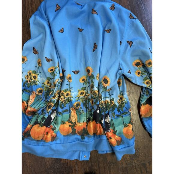 Vintage Blair Fall Crazy for Pumpkins & Cats Button Snap Sweater Size 2XL - Picture 6 of 6